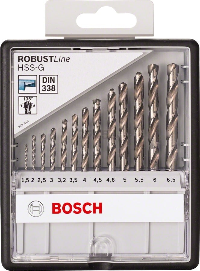 Набор сверл по металлу 13 штук BOSCH Robust Line HSS-G (2607010538) - Фото 2